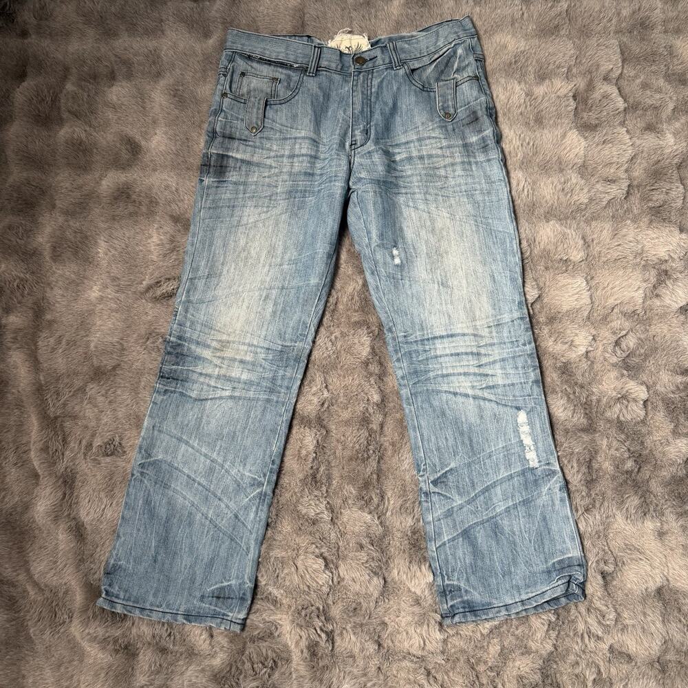 FUSAI Jeans Men’s Size 34x30 Med Wash Denim Jeans Y2K Vintage
